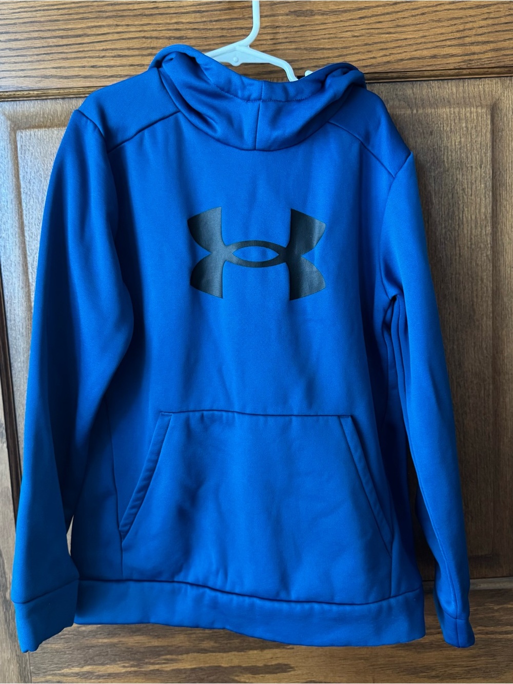 Under Armour Boys YM Dark Blue Pullover Hoodie with Black Logo